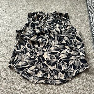 New York & Company Black and Cream Floral Top